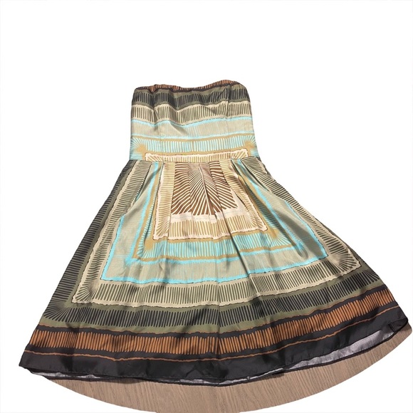 Nicole Miller Dresses & Skirts - Nicole Miller 100% Silk Bohemain Strapless Mini Dress Sz 2 Aztec Multicolor